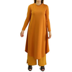 Ensemble femme ample et évasé (tunique + pantalon) - Couleur Orange