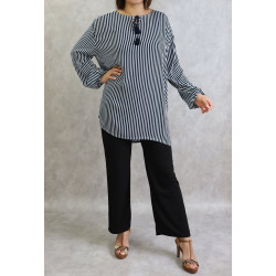 Tunique à rayures blanches - Plusieurs couleurs disponibles (Grandes tailles pour femmes)