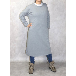 Tunique longue Sportswear en coton avec une grande poche pour femme - Couleur gris chiné