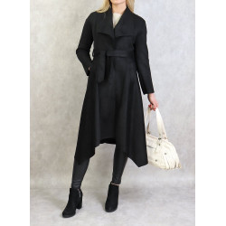 Black suede nubuck effect trench jacket