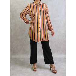 Women's colored striped viscose shirt (Large sizes available)
