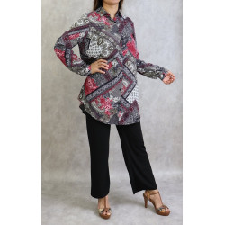 Women's shirt with cashmere pattern in viscose (Large size available)