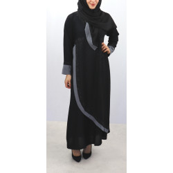 Abaya noire Dubai chic avec son hijab assorti (Robe pour femme musulmane voilée)