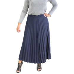 Jupe longue plissée pour femme - Couleur Bleu Nuit