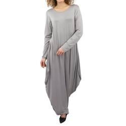 Robe longue évasée de couleur gris clair