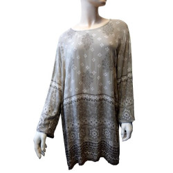 Tunique en viscose à motifs pour femme - Couleur beige et taupe