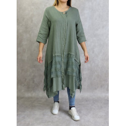 Veste longue et évasée de couleur kaki clair