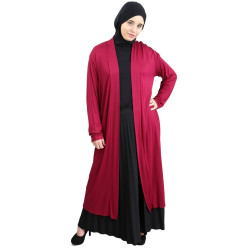 Long viscose vest for veiled Muslim woman - Burgundy color