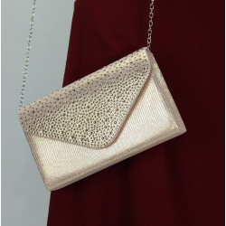 Sac à main avec strass pour femme - Couleur dorée
