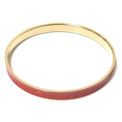 Bracelet fantaisie femme en métal doré garni d'une bande de couleur rouge