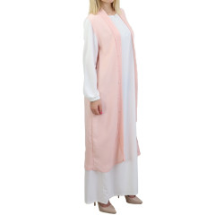 Long beaded cardigan in pale pink color