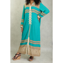 Robe orientale longue à capuche avec broderies et strass pour femme (Plusieurs couleurs...