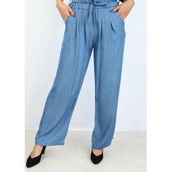 Casual pants with belt - Color Jean Blue