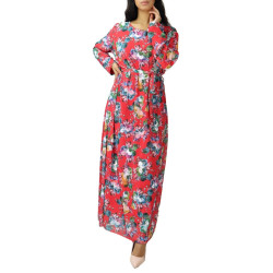 Robe d'été longue fleurie et fluide pour femme - Couleur Rouge
