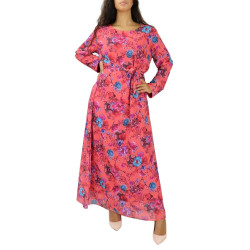Robe longue à imprimé floral pour femme - Couleur Corail