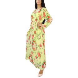 Long floral print dress - Yellow color