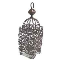 Lanterne marocaine de taille moyenne en fer forgé (Salk) marron vernissé