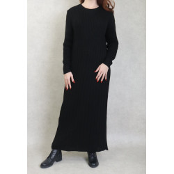 Robe en grosse maille pour femme (Saison Automne Hiver) - Couleur Noir