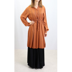 Striped viscose tunic - One size - Rust color