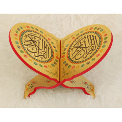 Porte Coran traditionnel en bois décoré - Support Livre (29 x 18,5 cm)