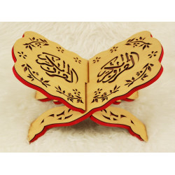 Porte Coran traditionnel en bois décoré - Support Livre (33 x 23 cm)