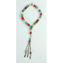 Chapelet "Sabha" de luxe à 33 perles en cristal multicolore