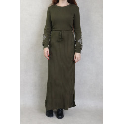 Robe longue en maille fine manche longue pour femme (Saison Automne - Hiver) - Couleur...