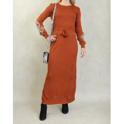 Robe longue en maille fine manche longue pour femme (Saison Automne - Hiver) - Couleur...