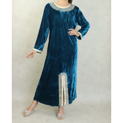 Robe arabe traditionnelle en velours brodée pour femme (Saison Automne-Hiver - Grande...