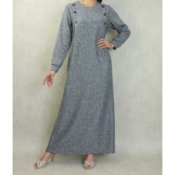 Robe longue chinée pour femme (Saison Automne-Hiver) - Couleur Gris chiné