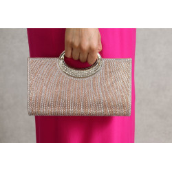 Sac à main de soirée - Pochette poignet métallique femme strass bandoulière chaîne...
