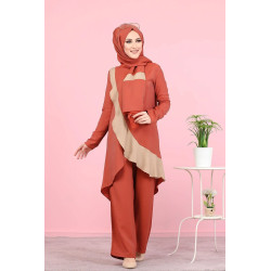 3-piece loose-fitting set: tunic - trousers and matching veil for women (Tenue Hijab...