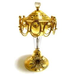 Encensoir en metal doré décoré avec des "diamants" blancs