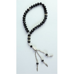 Chapelet "Sebha" de luxe à 33 perles de cristal de couleur noir