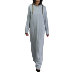 Modern abaya with hood light gray color