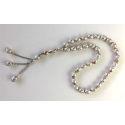 Chapelet musulman (Sebha) de luxe à 33 perles de couleur blanc et doré