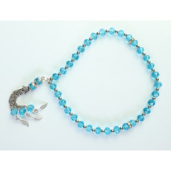 Chapelet musulman (Tasbih) de luxe à 33 grains en cristal de couleur bleu