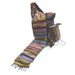 Ensemble sac ethnique, étole et sacoche en tissu de sabra marocain aux couleurs...