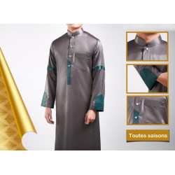 Qamis satiné moderne de luxe couleur gris