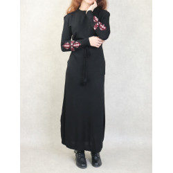 Robe longue en maille fine (Automne - Hiver) - Couleur Noir
