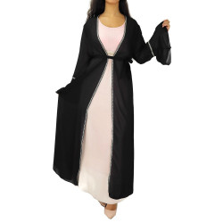 Long kimono with embroidery - Color Black