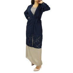 Kimono with lace finish - Color Navy blue