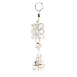 Porte-clés artisanal en sabra avec pompons - Blanc