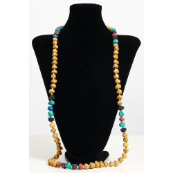 Long ethnic handmade necklace imitation yellow stones embellished with pearls and other...