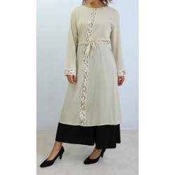 Long-sleeved tunic with rhinestones - Off-white color