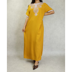 Robe femme style oriental arabe et tunisien brodé avec perles manche courte - Couleur...