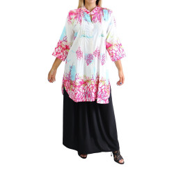 Tunique Chemise large motif fleur avec boutons pour femme