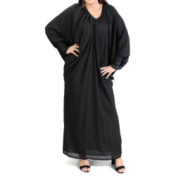 Robe Abaya modèle papillon pour femme - Taille standard - Couleur Noir