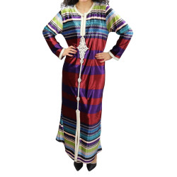 Robe longue à rayures multicolores, Bandes bordeaux et violet