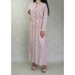 Robe longue quatre saisons fleurie pour femme - Couleur rose clair